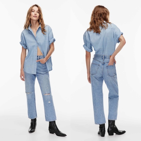 Sz 24 Short Aritzia Denim Forum The Joni High Rise Loose 26l GUC - Picture 5 of 7